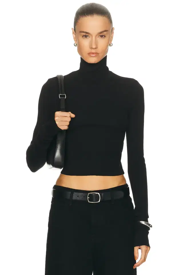 Cropped Fitted Turtleneck Top