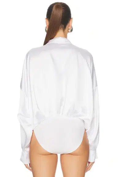 Norma Kamali Super Oversized Boyfriend Shirt Bodysuit | Thumbnail 4 Norma Kamali Super Oversized Boyfriend Shirt Bodysuit | Thumbnail 4