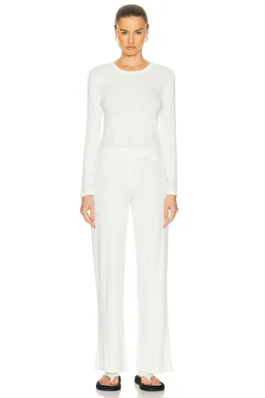 LESET Pointelle Slim Fit Long Sleeve Top | Thumbnail 4 LESET Pointelle Slim Fit Long Sleeve Top | Thumbnail 4