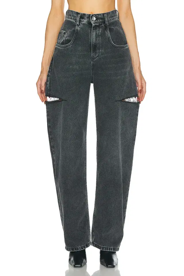 Cut Out Wide Leg Jeans