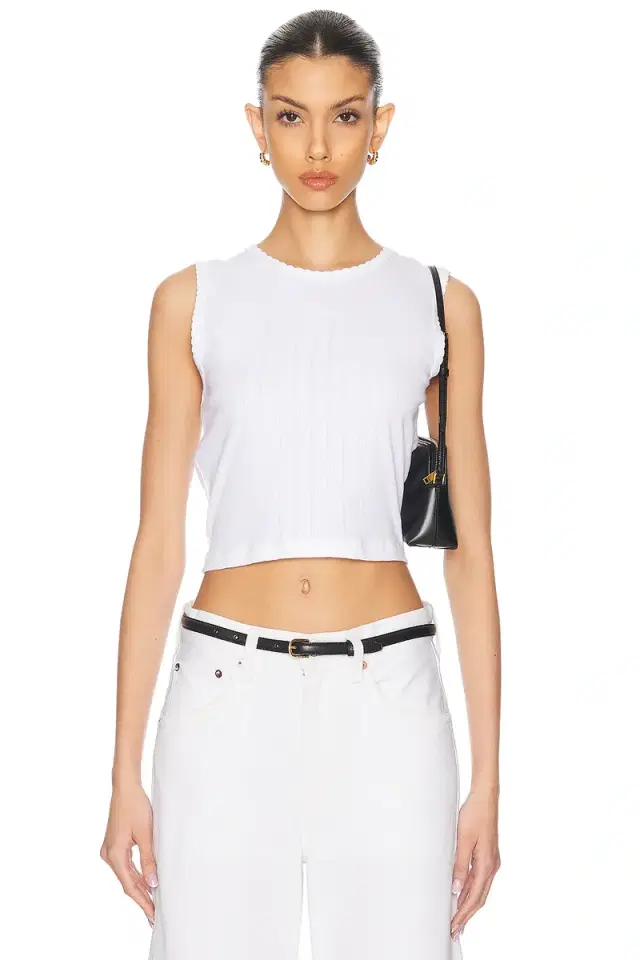 Pointelle Sleeveless Crewneck Top
