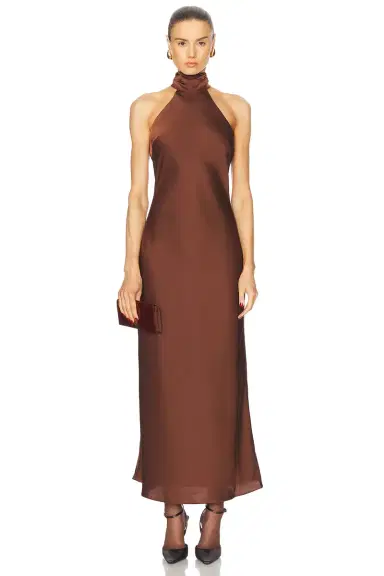 NICHOLAS Trina Sleeveless Midi Dress With Foldover Neck | Thumbnail 1