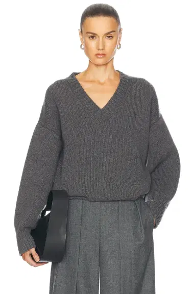 RÓHE Compact Knit V Neck Sweater | Thumbnail 1