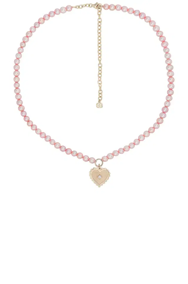 Sydney Evan Scallop Heart Charm Beaded Choker
