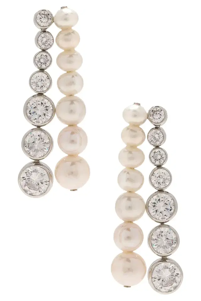 Completedworks Recycled Silver Fresh Water Pearl & Stone Earrings