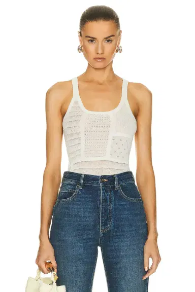Bottega Veneta Cotton Mixed Pointelle Tank Top | Thumbnail 1