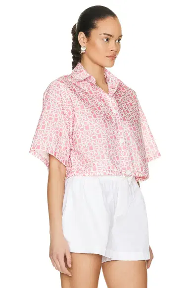 Moncler Cropped Logo Print Short Sleeve Shirt | Thumbnail 2 Moncler Cropped Logo Print Short Sleeve Shirt | Thumbnail 2
