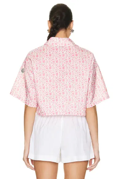 Moncler Cropped Logo Print Short Sleeve Shirt | Thumbnail 4 Moncler Cropped Logo Print Short Sleeve Shirt | Thumbnail 4
