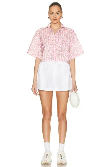 Moncler Cropped Logo Print Short Sleeve Shirt | Thumbnail 5 Moncler Cropped Logo Print Short Sleeve Shirt | Thumbnail 5