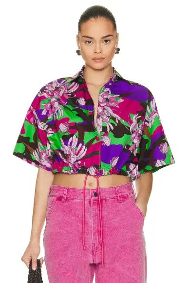 Moncler Floral Cropped Short Sleeve Shirt | Thumbnail 1