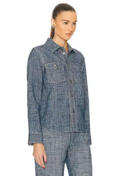 Bottega Veneta Enlarged Textured Denim Printed Shirt | Thumbnail 2 Bottega Veneta Enlarged Textured Denim Printed Shirt | Thumbnail 2