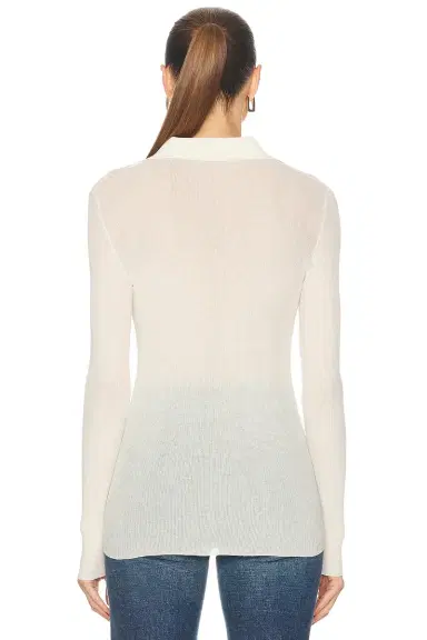 Moncler Long Sleeve Sheer Polo Top | Thumbnail 3