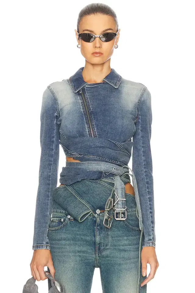 Y/Project Wrap Fitted Denim Jacket