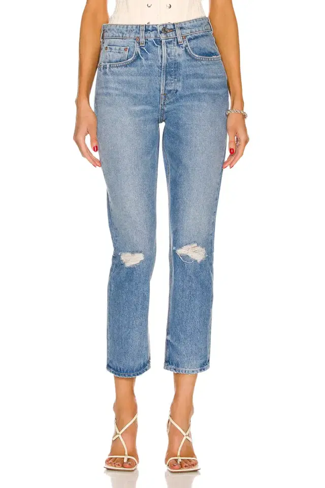 GRLFRND Karolina High Rise Straight Crop Jeans