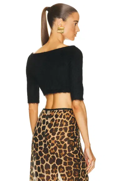 Saint Laurent Cropped Short Sleeve Cardigan | Thumbnail 3 Saint Laurent Cropped Short Sleeve Cardigan | Thumbnail 3