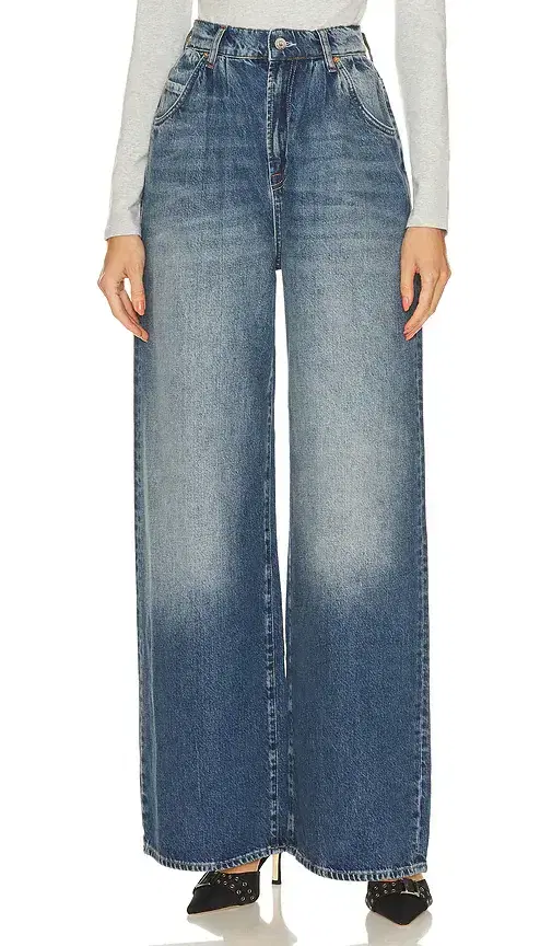 GRLFRND Chloe Super High Rise Pleated Wide Leg Jeans