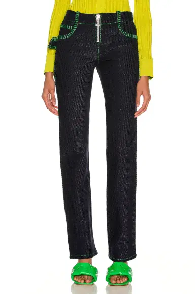 Bottega Veneta Embroidered Cotton Denim Parakeet Trouser | Thumbnail 1 Bottega Veneta Embroidered Cotton Denim Parakeet Trouser | Thumbnail 1