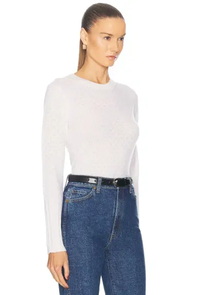 Guest In Residence Shrunken Pointelle Crew Cashmere Sweater | Thumbnail 2