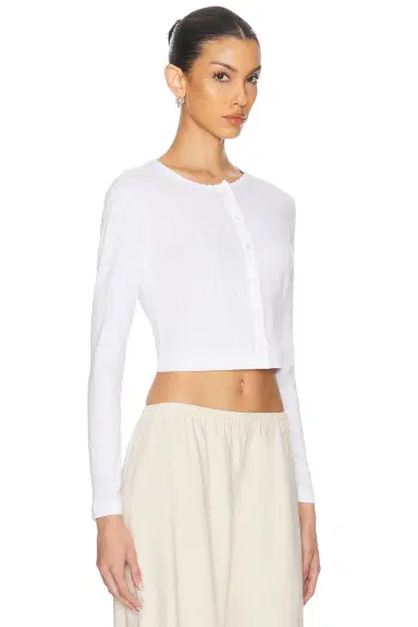 LESET Pointelle Crop Cardigan | Thumbnail 2 LESET Pointelle Crop Cardigan | Thumbnail 2