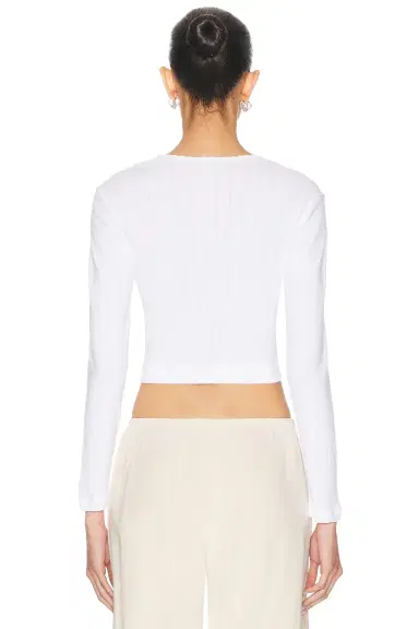 LESET Pointelle Crop Cardigan | Thumbnail 3 LESET Pointelle Crop Cardigan | Thumbnail 3