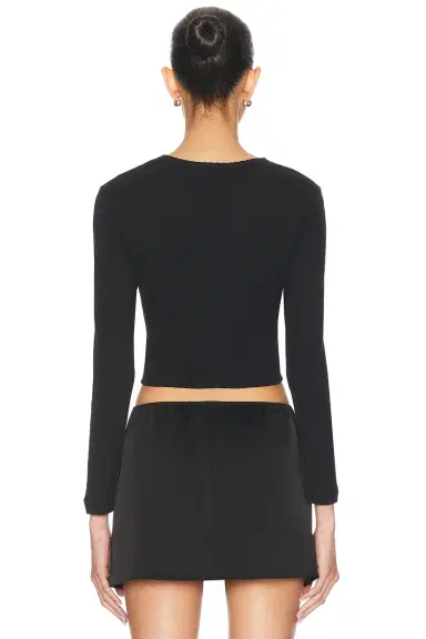LESET Pointelle Crop Cardigan | Thumbnail 3