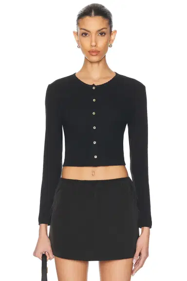 LESET Pointelle Crop Cardigan | Thumbnail 1