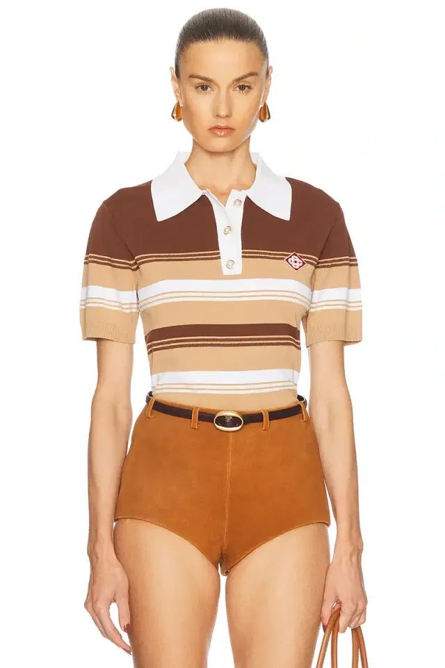 Casablanca Chicano Striped Polo Top