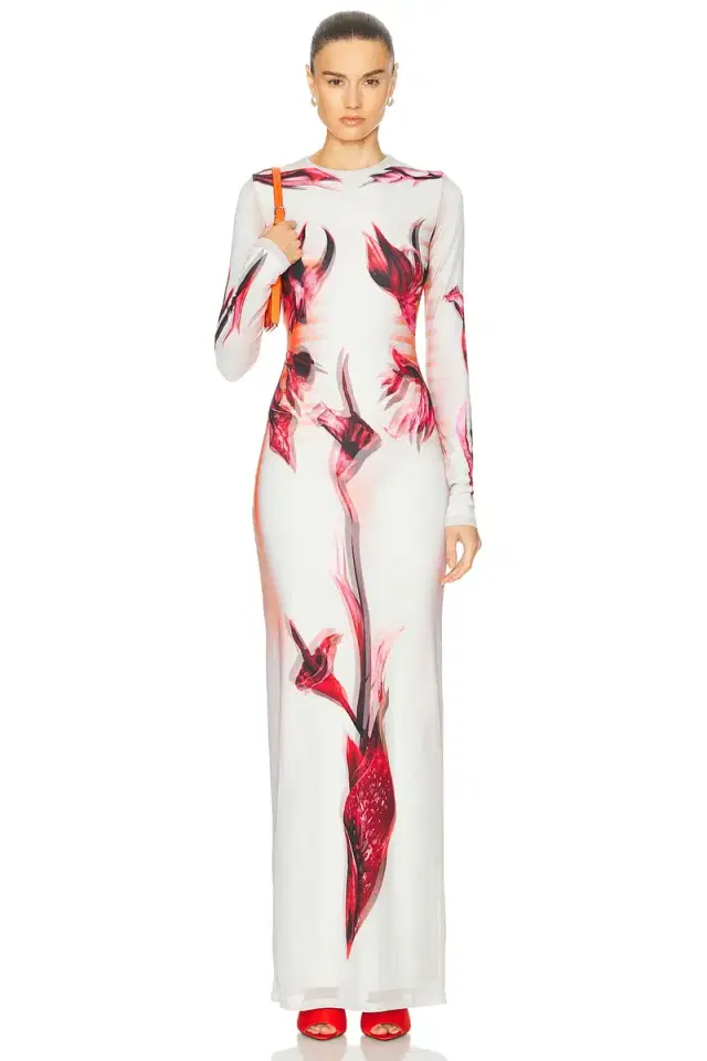 Jean Paul Gaultier Flower Body Morphing Mariniere Long Dress