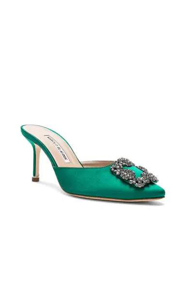 Manolo Blahnik Satin Hangisi 70 Mules | Thumbnail 2 Manolo Blahnik Satin Hangisi 70 Mules | Thumbnail 2