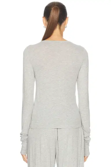 ÉTERNE Fitted Crewneck Long Sleeve Top | Thumbnail 3