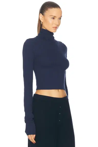 Eterne Cropped Fitted Turtleneck Top | Thumbnail 2