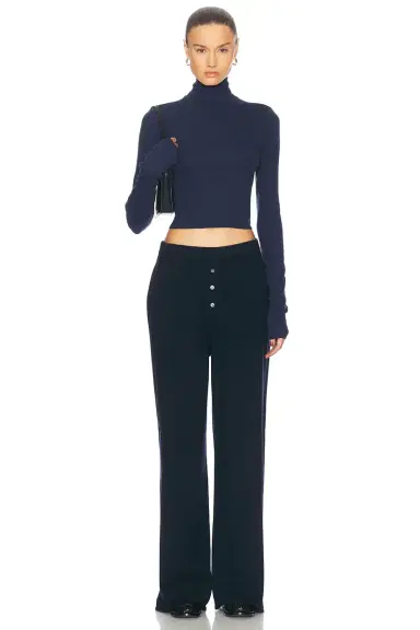 Eterne Cropped Fitted Turtleneck Top | Thumbnail 4