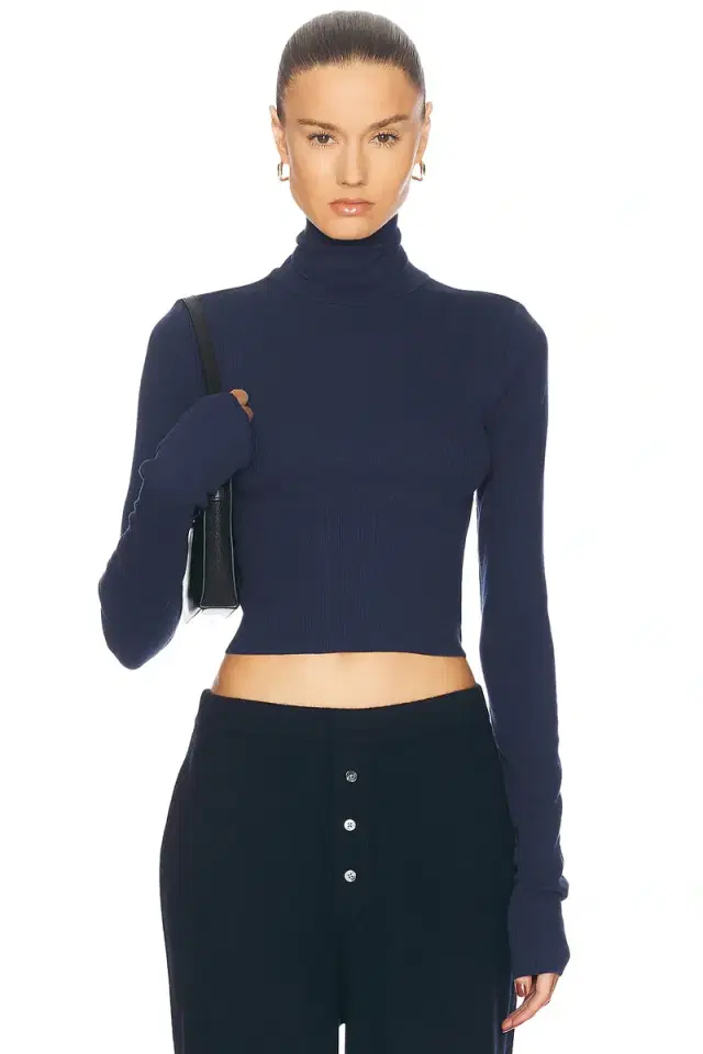 Eterne Cropped Fitted Turtleneck Top