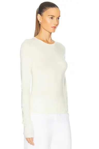 ÉTERNE Fitted Crewneck Long Sleeve T-Shirt | Thumbnail 2