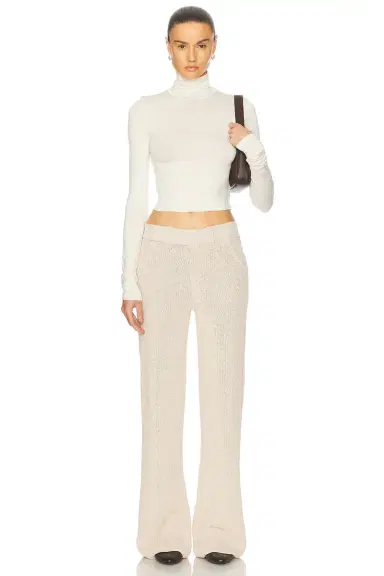 ÉTERNE Cropped Fitted Turtleneck Soft JerseyTop | Thumbnail 4 ÉTERNE Cropped Fitted Turtleneck Soft JerseyTop | Thumbnail 4