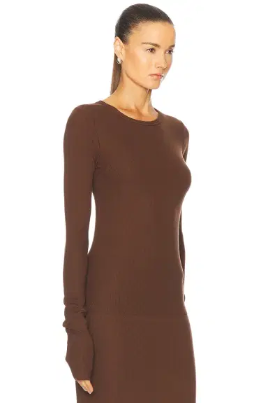 ÉTERNE Long Sleeve Fitted Top | Thumbnail 2