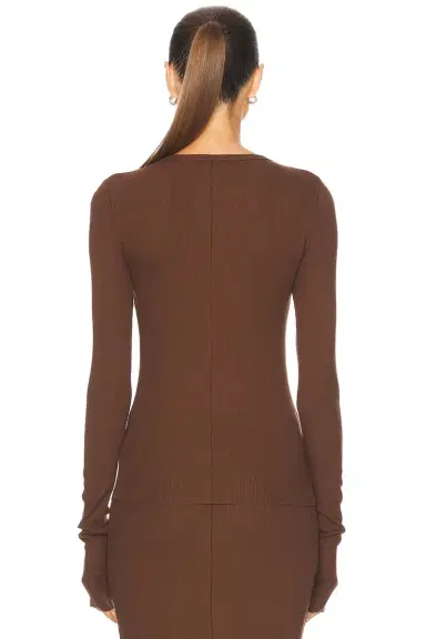 ÉTERNE Long Sleeve Fitted Top | Thumbnail 3