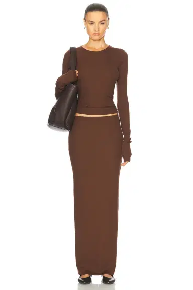 ÉTERNE Long Sleeve Fitted Top | Thumbnail 4