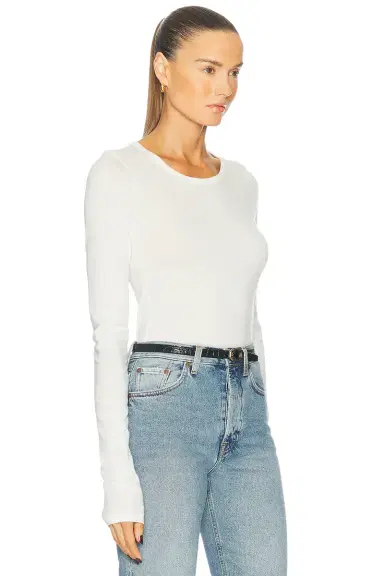 ÉTERNE Fitted Crewneck Long Sleeve Top | Thumbnail 2