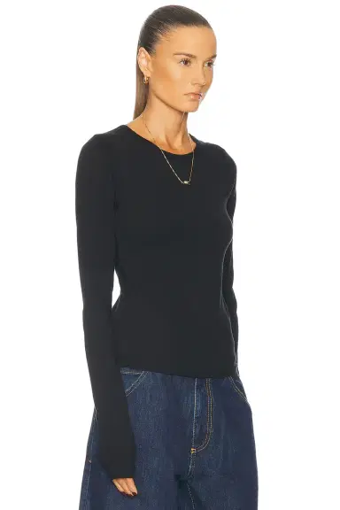 ÉTERNE Fitted Crewneck Long Sleeve Top | Thumbnail 2