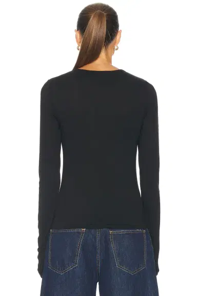 ÉTERNE Fitted Crewneck Long Sleeve Top | Thumbnail 3