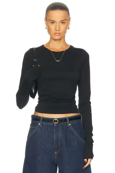 ÉTERNE Fitted Crewneck Long Sleeve Top | Thumbnail 1