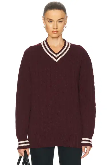Daughter Slouchy Cricket V-Neck Cable Sweater | Thumbnail 1 Daughter Slouchy Cricket V-Neck Cable Sweater | Thumbnail 1