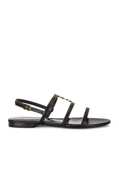 Saint Laurent Cassandra Leather Flat Sandals | Thumbnail 2 Saint Laurent Cassandra Leather Flat Sandals | Thumbnail 2