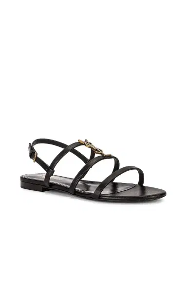 Saint Laurent Cassandra Leather Flat Sandals | Thumbnail 3 Saint Laurent Cassandra Leather Flat Sandals | Thumbnail 3