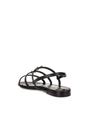 Saint Laurent Cassandra Leather Flat Sandals | Thumbnail 4 Saint Laurent Cassandra Leather Flat Sandals | Thumbnail 4