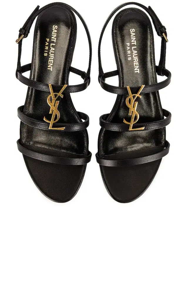 Saint Laurent Cassandra Leather Flat Sandals