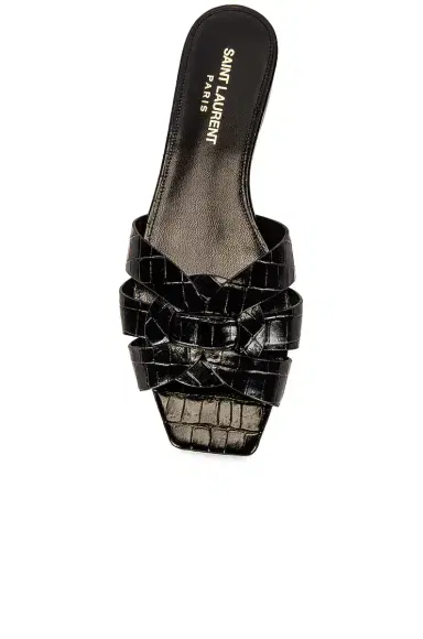 Saint Laurent Tribute Nu Pieds Embossed Croc Flat Sandals | Thumbnail 4 Saint Laurent Tribute Nu Pieds Embossed Croc Flat Sandals | Thumbnail 4