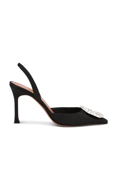 Amina Muaddi Camelia Satin 90 Sling Heel In | Thumbnail 1 Amina Muaddi Camelia Satin 90 Sling Heel In | Thumbnail 1