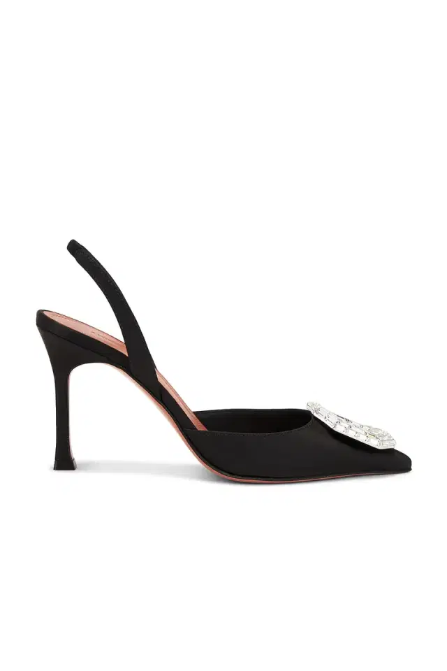 AMINA MUADDI Camelia Satin 90 Sling Heel In Black